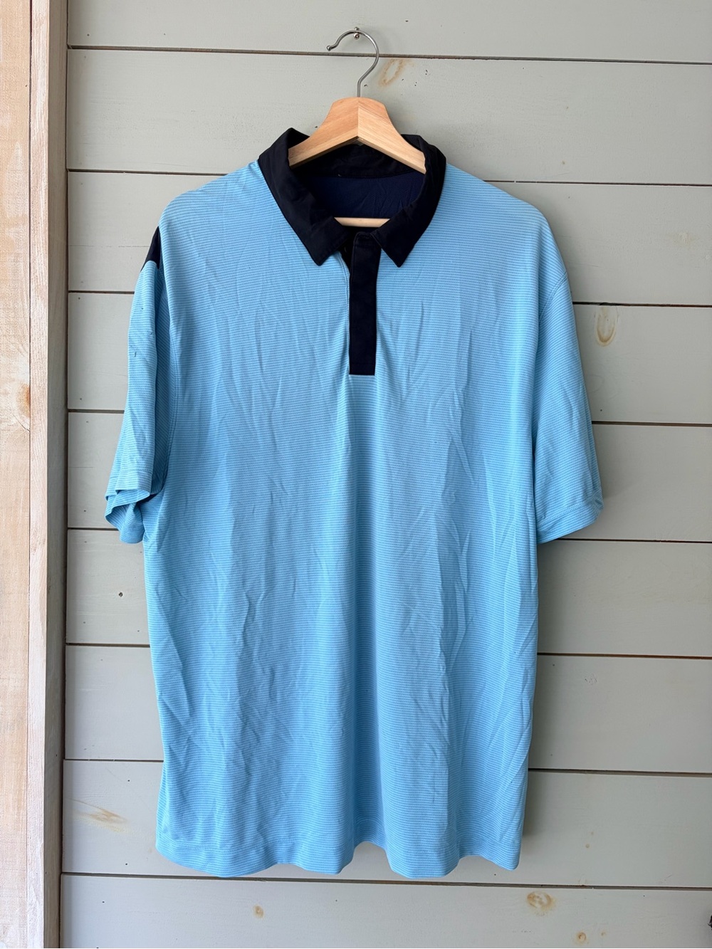 lululemon Blue & Navy Colourblock Polo Shirt